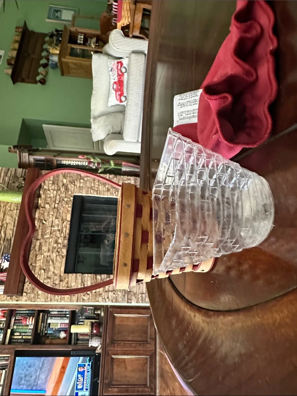 Longaberger tiny treasures basket with heart shaped handle. Liner. Protector